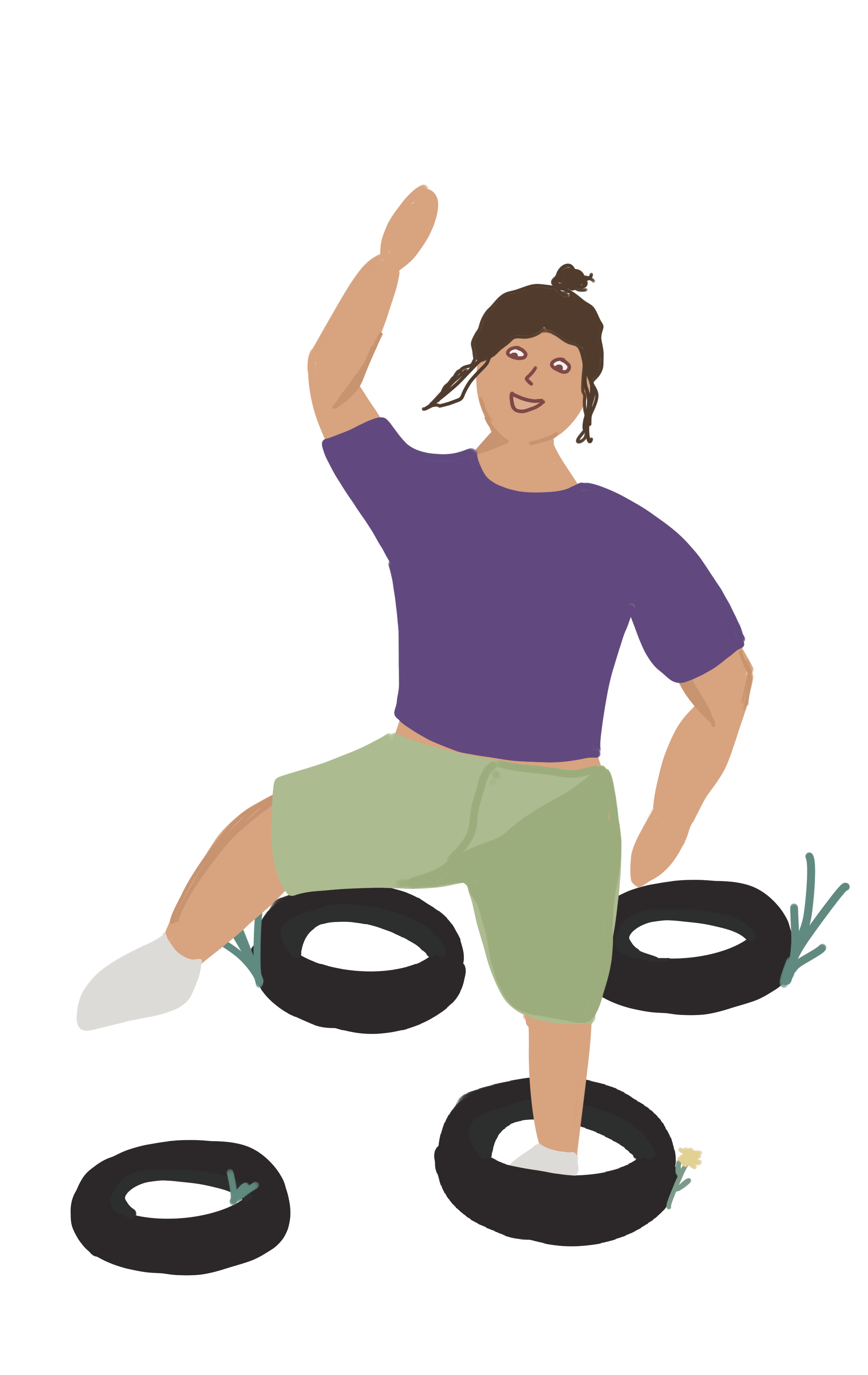 woman jumping through parcours